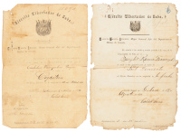 Two documents signed by Calixto Garcia as General in the Cuban Revolutionary Army, promoting officers