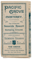 Pacific Grove Near Monterey, California. The Peerless Seaside Resort and Camping Ground. Announcement for Summer Season
