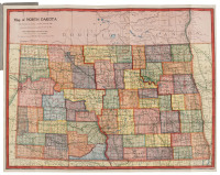 Map of North Dakota with Population and Location of Principal Towns and Cities