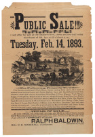 Public Sale!! I Will Offer for Sale at the Baldwin Farm, Three and One-half Miles Northeast of Mt. Ayr, at 10 O'Clock a.m., Tuesday, Feb. 14, 1893