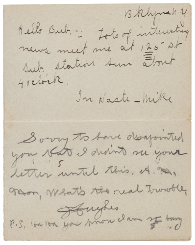 Autograph note by the jazz musician brother of Black sports legend Fritz Pollard (who integrated the National Football League)