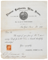 Receipt from "Pioneer California Wine House", Perkins Stern & Co.