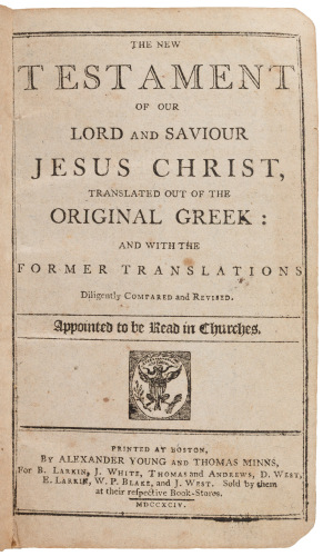 The New Testament of our Lord and Saviour Jesus Christ, translated out of the Original Greek: and with the former Translations Diligently Compared and Revised. Appointed to be read in Churches