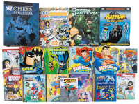 Books and items from the DC Chess Collection plus children's books including Capstone, Little Golden Books
