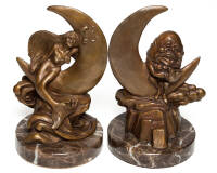 Pair of cast bronze bookends - fairy tales