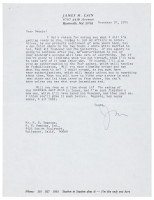Typed Letter signed by James M. Cain to his literary agent