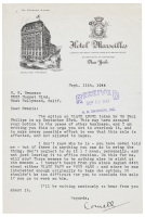 Typed Letter, signed by Cornell Woolrich to literary agent H. N. Swanson