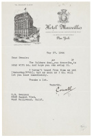 Typed Letter, signed by Cornell Woolrich to literary agent H. N. Swanson