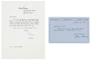Typed letter and postcard signed by Lillian Hellman