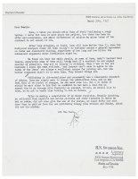 Signed typed letter from Raymond Chandler to literary agent H. N. Swanson