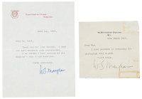 Two typed notes signed by W. Somerset Maugham