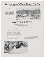 An Equipment Plant Ready to Go. Comstock, Limited a Constructive Mining Enterprise Located at Virginia City, Nevada Offers You a Profit Opportunity...