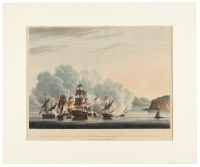 Second View of H.M. Sloop El Vincego, I.W. Wright Esq. Commander, taken in the Bay of Quiberon by Six Brigs & Eleven Gun Boats of the French, on the 8th of May 1804