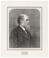 Etching of Charles Darwin with his signature