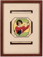 Original lithograph handkerchief box with illustration of a lady golfer