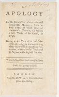An Apology for the Conduct of a Late Celebrated Second-Rate Minister... Written by Himself and Found Among His Papers