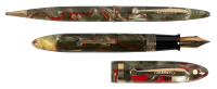 SHEAFFER: Balance "Lifetime" Green Celluloid Fountain Pen and Propelling Pencil Pair
