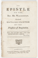 An Espistle to the Rev. Mr. Warburton. Occasioned by his Treatment of the Author of the Pleasures of Imagination