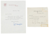 Two typed notes signed by W. Somerset Maugham