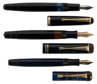 MONTBLANC: No. 20 / No. III Marbled Blue Celluloid Fountain Pen [and] MONTBLANC No. 244 Fountain Pen [and] MONTBLANC No. 342 Fountain Pen * Lot of Three Pens