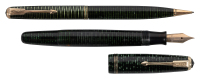 PARKER: Vacumatic Laminated Green Celluloid Fountain Pen and Propelling Pencil Set