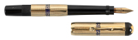 MONTBLANC: No. 2 Safety Fountain Pen, 18K Yellow Gold Overlay, Greek Key Pattern, Simplo Nib