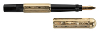 MONTBLANC: No. 1 Safety Fountain Pen, Octagonal 18K Yellow Gold Overlay, Guilloche and Vine Pattern, Possibly Italian