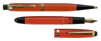 MONTBLANC: No. 202 Push-Button Filler Coral Resin Fountain Pen [and] No. 33 Coral Resin Propelling Pencil * Lot of Two Danish-Made Instruments