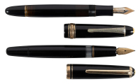 MONTBLANC: No. 142 G Meisterstuck Black Celluloid Fountain Pen [and] No. 242 Black Resin Fountain Pen * Lot of Two Pens