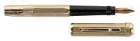 MONTBLANC: No. 2 Safety Fountain Pen, Octagonal 14K Yellow Gold Overlay, Guilloche Pattern, Possibly Italian