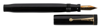 PARKER: Duofold Jack Knife Lucky Curve Bandless Black Hard Rubber Button-Filler Fountain Pen