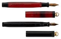 PARKER: Lucky Curve Black Hard Rubber Ringtop Fountain Pens * Lot of Two Instruments