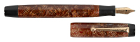 PARKER: Brown Celluloid Button-Filler Fountain Pen, UK-Made, Medium Stub Nib