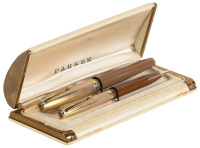 PARKER 51: Buckskin Beige Fountain Pen and Propelling Pencil Set, 14K Gold "EMPIRE" Caps, in Vintage Case