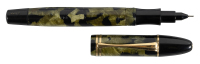 MONTBLANC: No. 422 Marbled Green, Brown and Gold Celluloid Stylograph, Danish Production