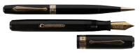 WATERMAN: Patrician Fountain Pen and Propelling Pencil Set, Black Celluloid, in Original Box