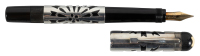 MONTBLANC: No. 4 Black Hard Rubber Safety Fountain Pen, White Metal Filigree Overlay