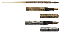 WATERMAN: Two Small Silver and Gold-Plate Ringtop Fountain Pens [and] One AIKIN LAMBERT Gold-Filled Dip Pen * Lot of Three Instruments
