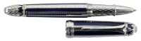 MICHEL PERCHIN: Faberge Blue Enamel, Sterling Silver and Rhodium Limited Edition Rollerball Pen