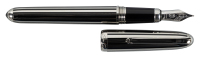 CARTIER: Dandy Platinum-Plated and Black Lacquer Striped Limited Edition Fountain Pen
