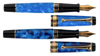 AURORA: Mare Limited Edition Fountain Pen [and] Blue Celluloid Fountain Pen * Lot of Two Instruments