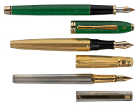 CARAN D'ACHE: Ecridor [and] "G" Fountain Pens [and] CROSS: Townsend Jade Green Fountain Pen * Lot of Three Pens