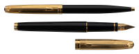 PARKER 75: Black Lacquer and Gold-Plated Cap Fountain Pen and Ballpoint * Lot of Two Pens