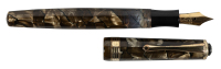 MONTBLANC: No. 25 12-Sided Dark Green Marbled Celluloid Fountain Pen, Peaked Captop, Danish Production