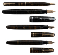 PARKER: Lot of Three Laminated Celluloid Vacumatic Fountain Pens and One Propelling Pencil * Four Instruments