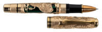 PELIKAN: "Tighe" Gold-Plated Lion & Lioness Overlay Souveran 800 Rollerball Pen * Mystery Pen * Unique?