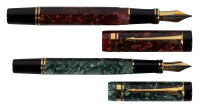 PARKER: Duofold Marbled Grey and Black Fountain Pens * Set of Two Pens