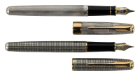 PARKER: Sonnet Cisele and Fougere * Lot of Two Sterling Silver Fountain Pens