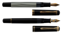 PELIKAN: M400 Black and M400 Green Fountain Pens * Lot of Two Pens