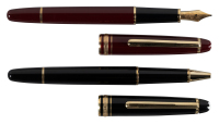 MONTBLANC: No. 144 Meisterstuck Solitaire Black Resin Fountain Pen and Rollerball * Lot of Two Pens